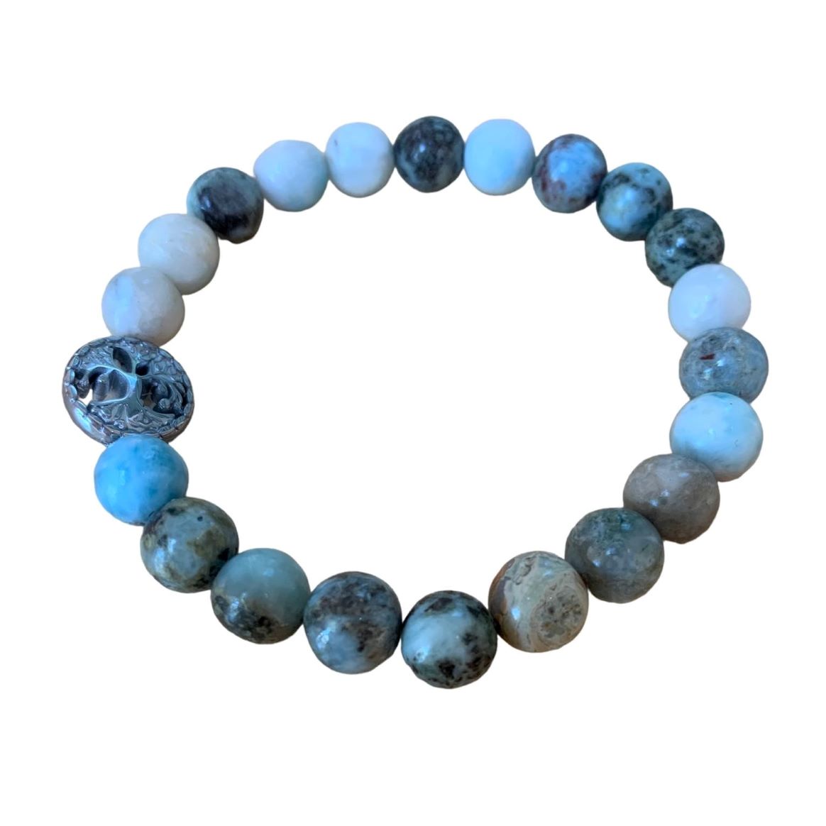 Larimar Bracelet 8 mm Round Beads | Bracelets | Wiccan Center