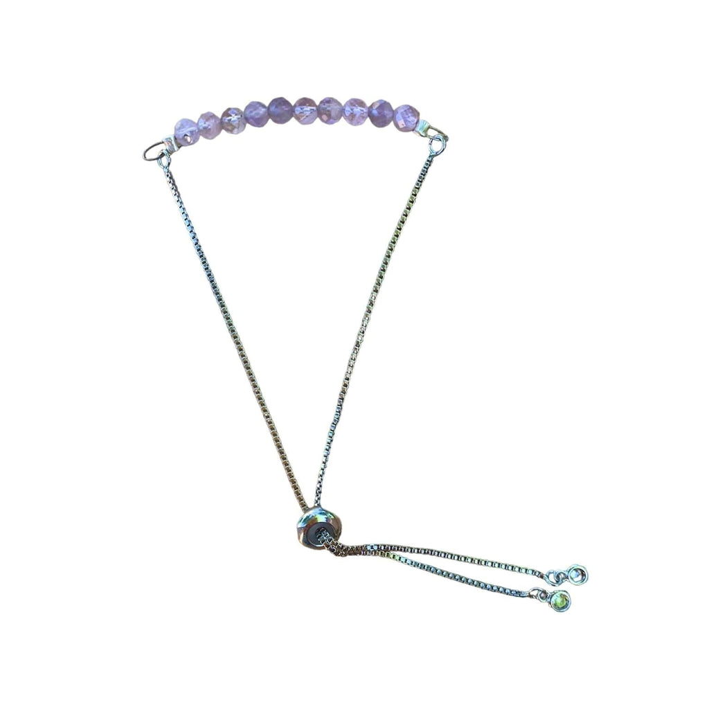Lavender Amethyst Bracelet Faceted Round Beads with Adjustable Chain (February) | Bracelets | Wiccan Center