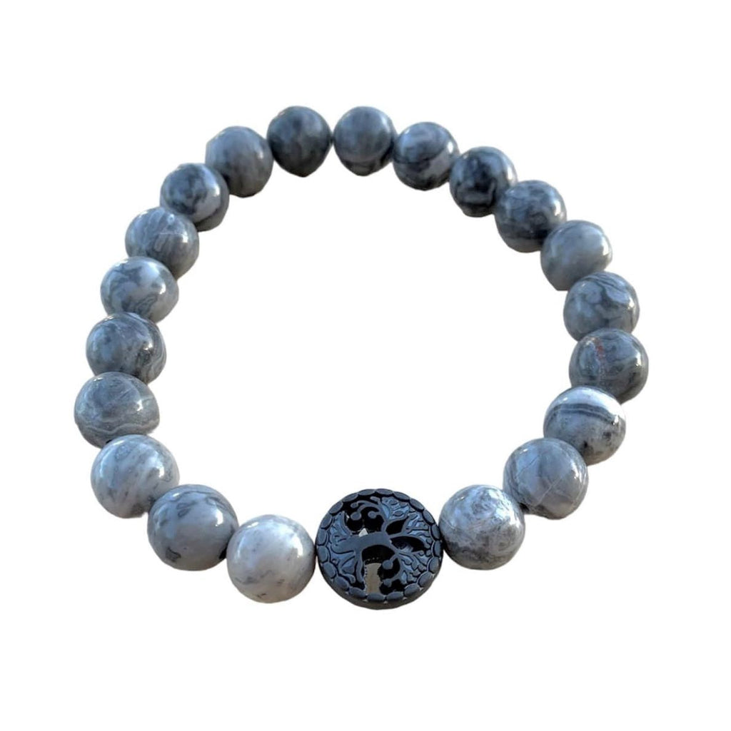 Map Jasper Bracelet 8 mm Round Beads | Bracelets | Wiccan Center