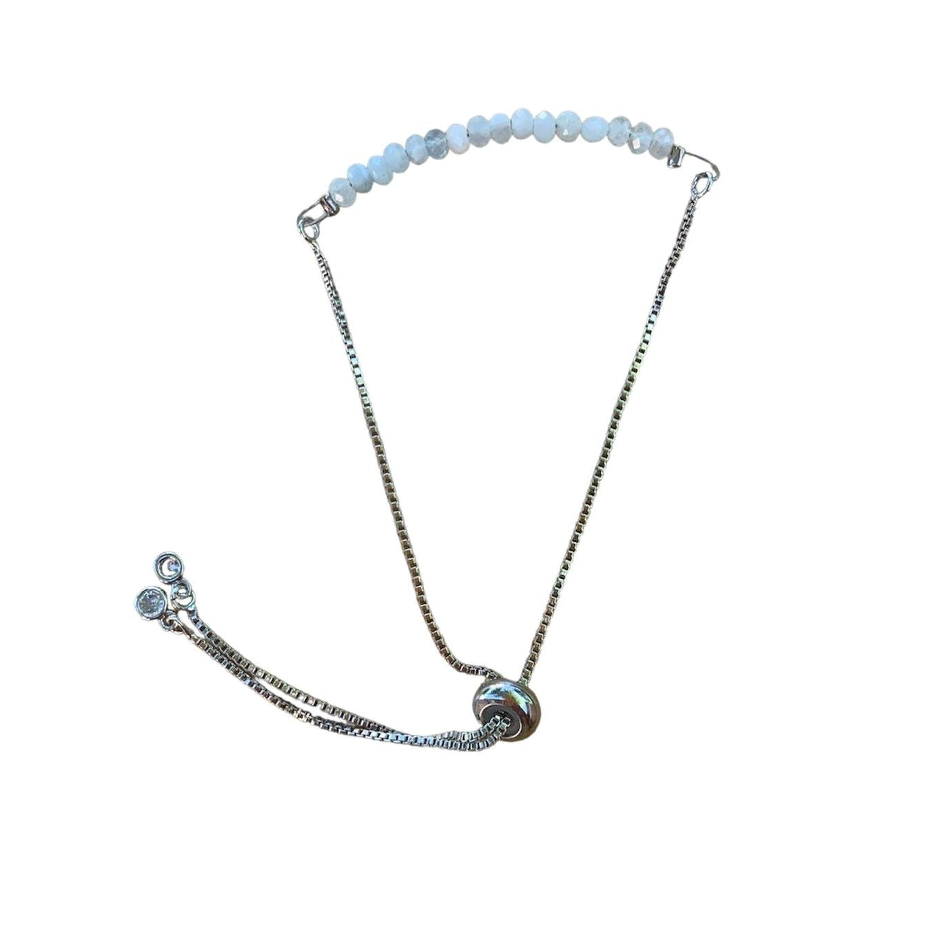 Morganite Bracelet Faceted Round Beads with Adjustable Chain | Bracelets | Wiccan Center
