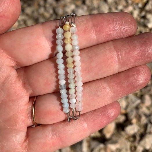 Morganite Bracelet Faceted Round Beads with Adjustable Chain | Bracelets | Wiccan Center