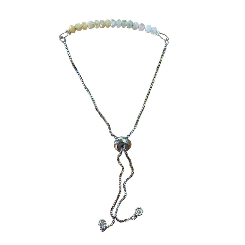 Morganite Bracelet Faceted Round Beads with Adjustable Chain | Bracelets | Wiccan Center