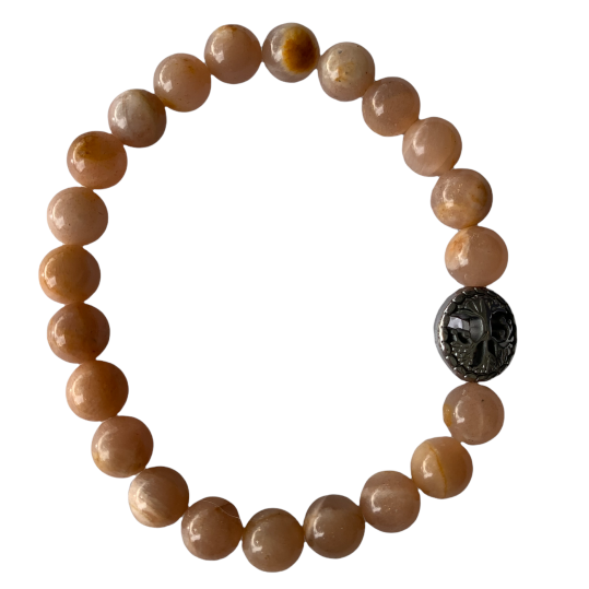 Peach Moonstone Bracelet 8 mm Round Beads | | Wiccan Center