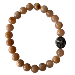 Peach Moonstone Bracelet 8 mm Round Beads | | Wiccan Center