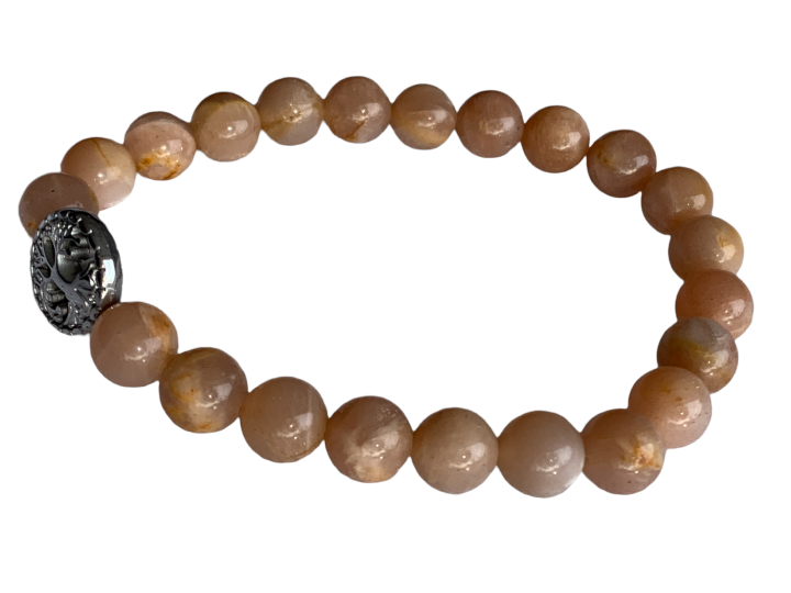 Peach Moonstone Bracelet 8 mm Round Beads | | Wiccan Center
