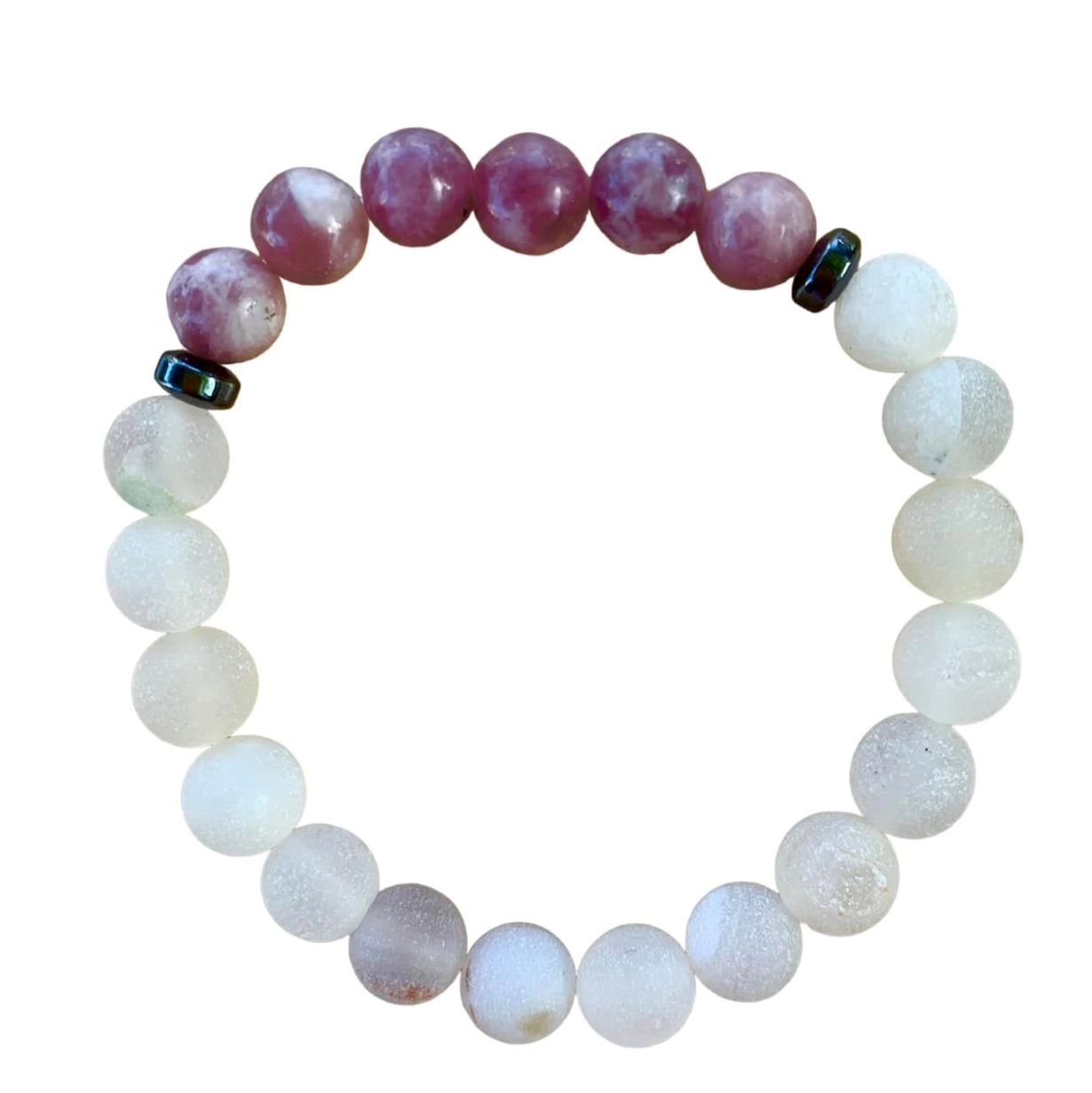 Phoenix Rising Bracelet 8 mm Lepidolite and Druzy Round Beads | | Wiccan Center