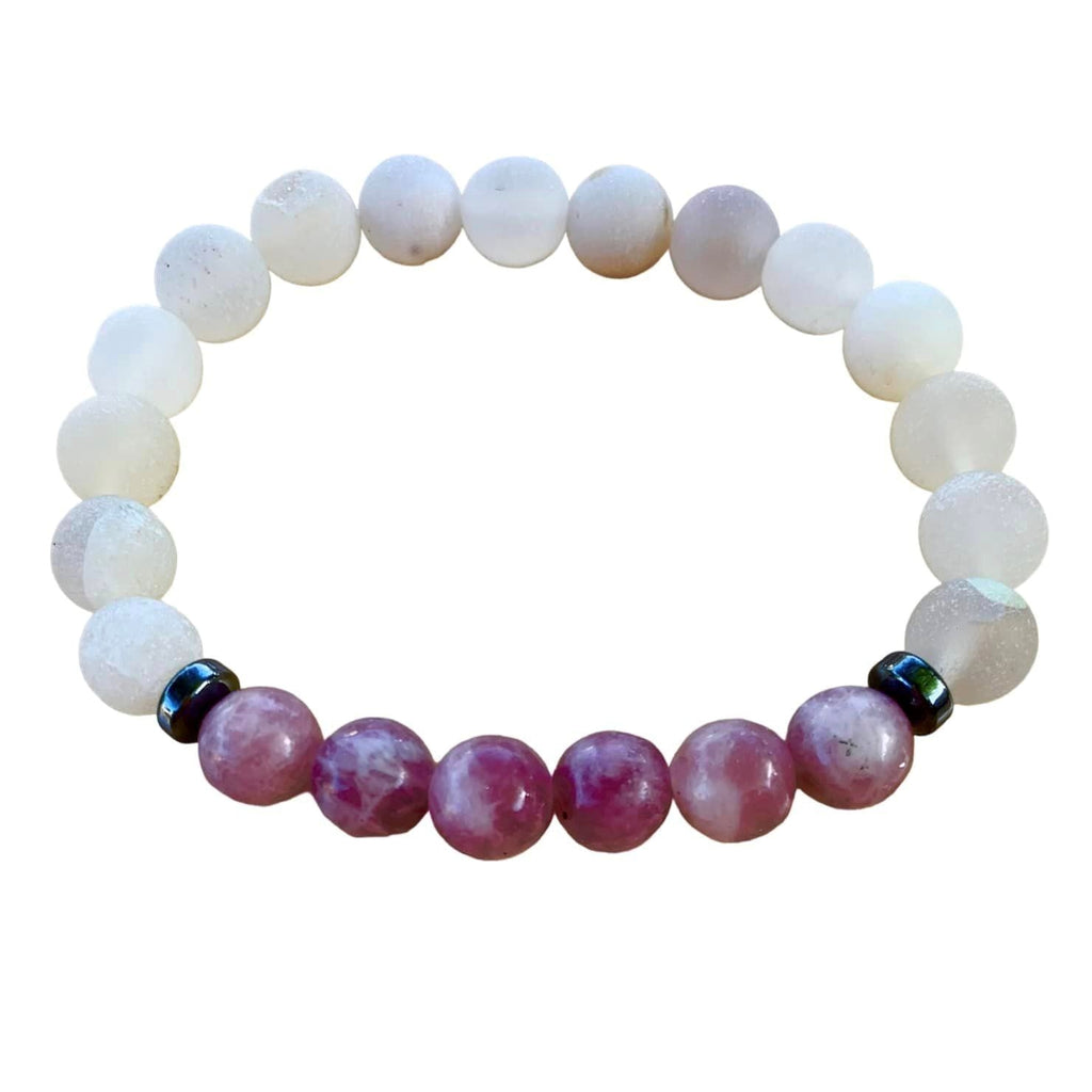 Phoenix Rising Bracelet 8 mm Lepidolite and Druzy Round Beads | | Wiccan Center