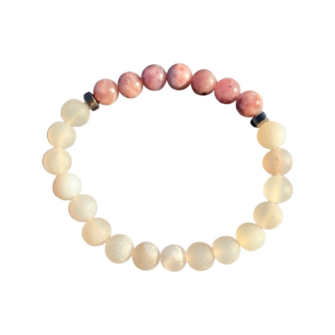 Phoenix Rising Bracelet 8 mm Lepidolite and Druzy Round Beads | | Wiccan Center