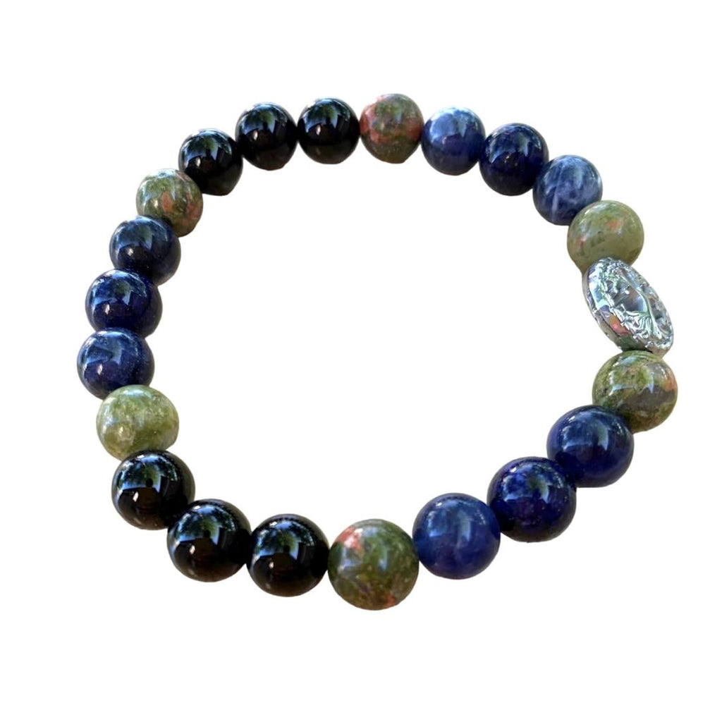 Public Speaking Bracelet 8 mm Onyx, Unakite, Sodalite, Lapis Lazuli Round Beads | | Wiccan Center