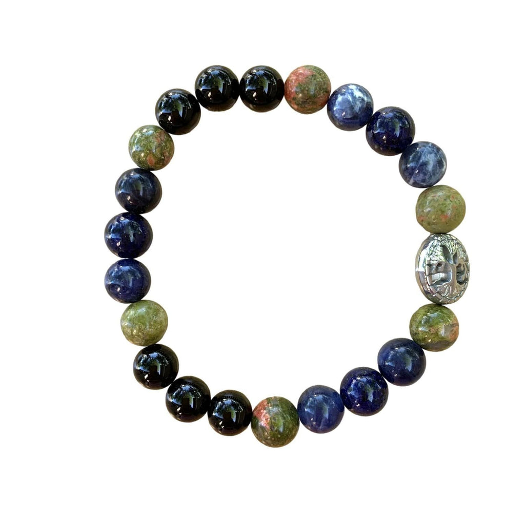 Public Speaking Bracelet 8 mm Onyx, Unakite, Sodalite, Lapis Lazuli Round Beads | | Wiccan Center