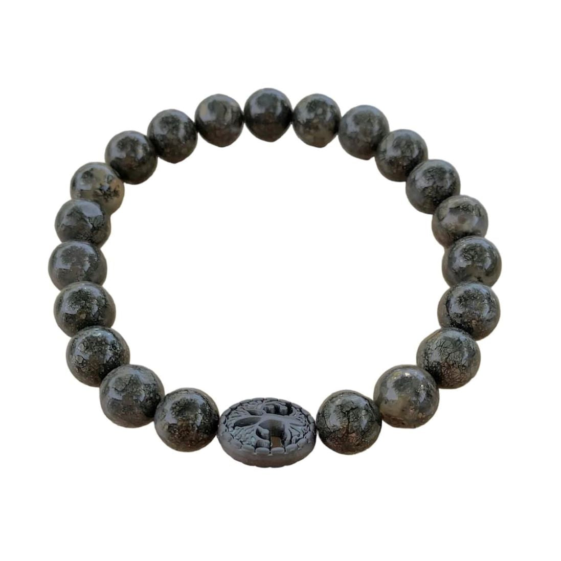 Pyrite in Quartz Bracelet 8 mm Round Beads | | Wiccan Center