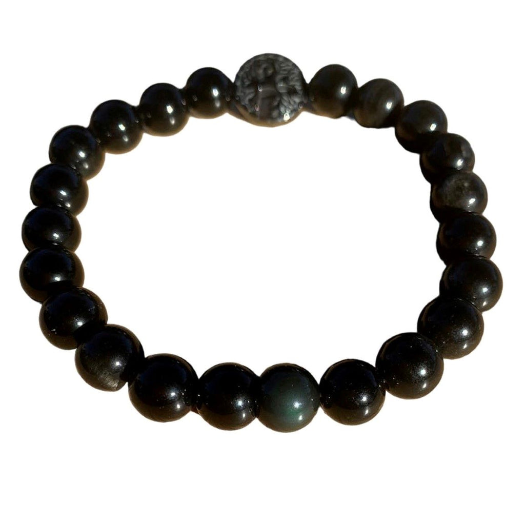 Rainbow Sheen Obsidian Bracelet 8 mm Round Beads | Bracelets | Wiccan Center