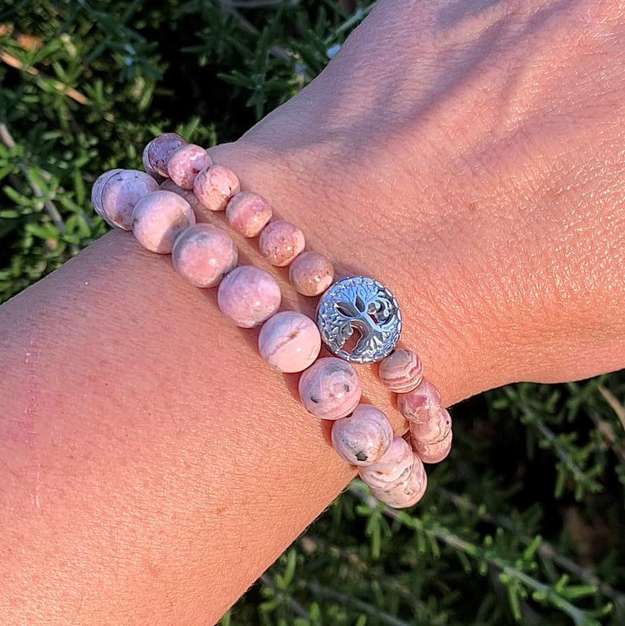 Rhodochrosite Bracelet Round Beads 2 Sizes | | Wiccan Center