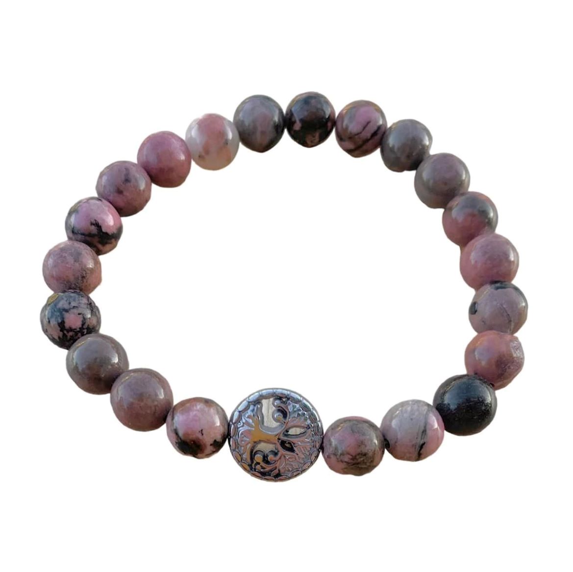 Rhodonite with Black Bracelet 8 mm Round Beads | | Wiccan Center