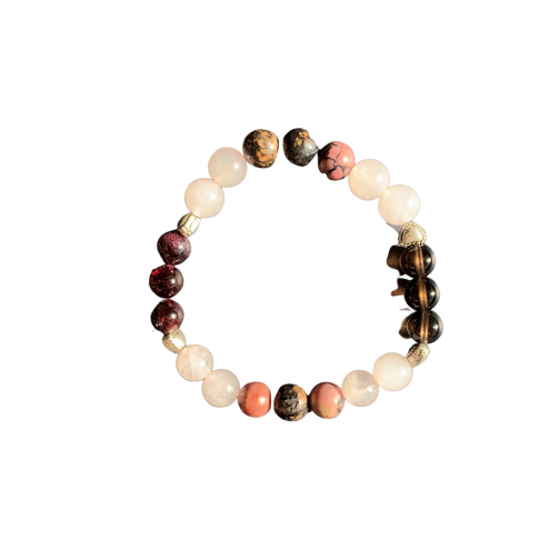 Romantic Ignition Bracelet 8 mm Rose Quartz, Rhodonite, Garnet, Smoky Quartz Round Beads | | Wiccan Center