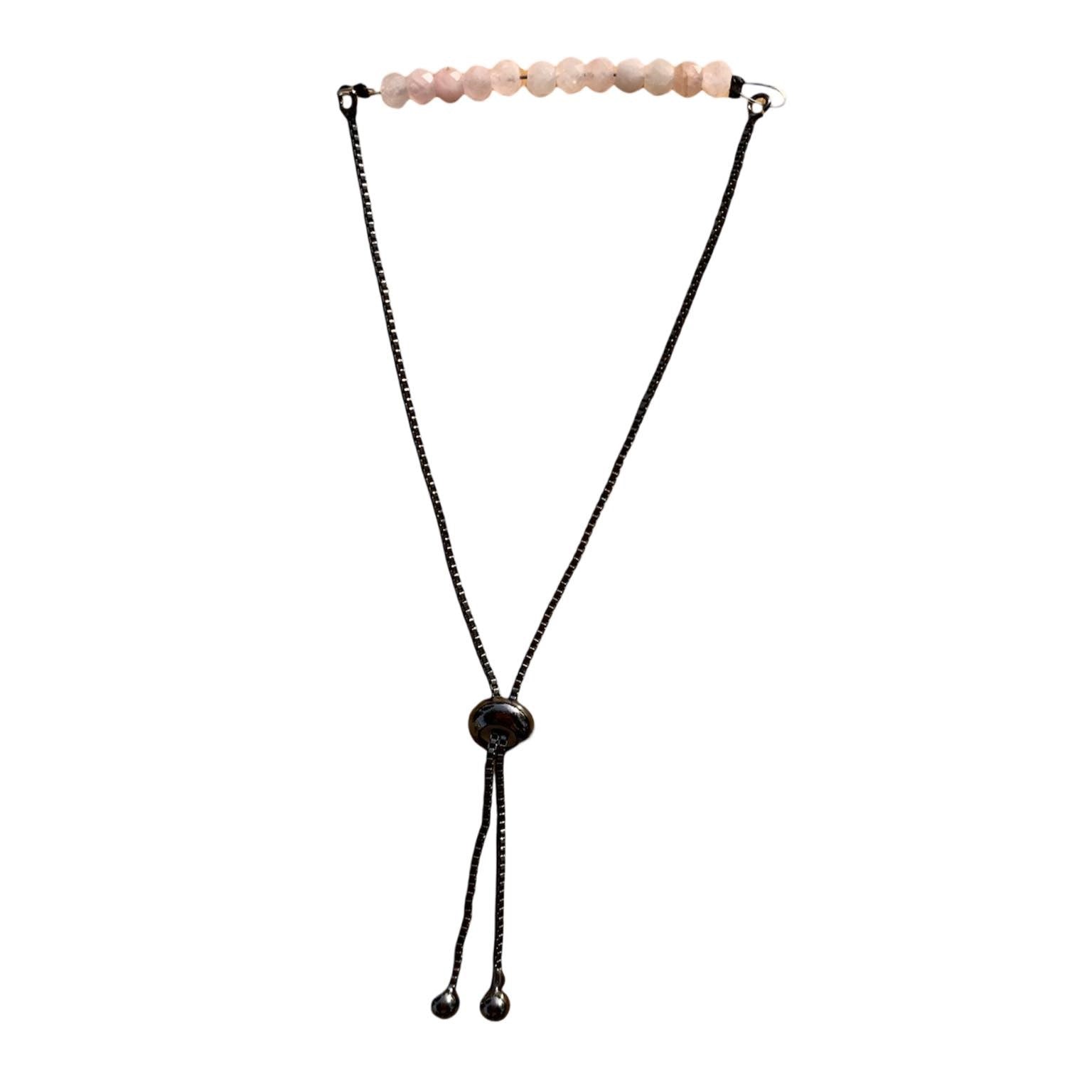 Rose Quartz Bracelet Faceted Round Beads with Adjustable Chain | Bracelets | Wiccan Center