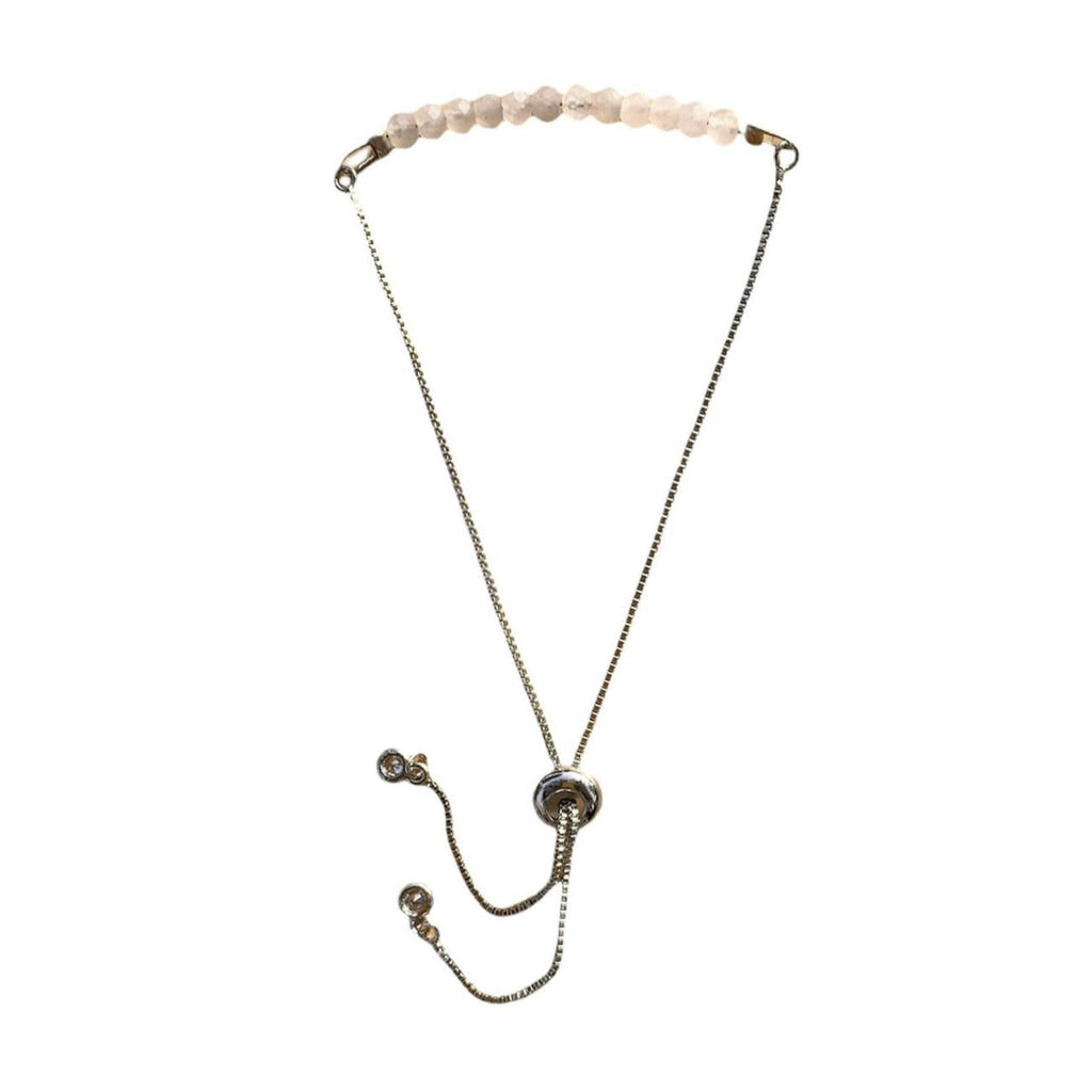 Rose Quartz Bracelet Faceted Round Beads with Adjustable Chain | Bracelets | Wiccan Center