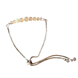 White Opal Round Graduated Bar Bracelet with Adjustable Chain (October) | Bracelets | Wiccan Center