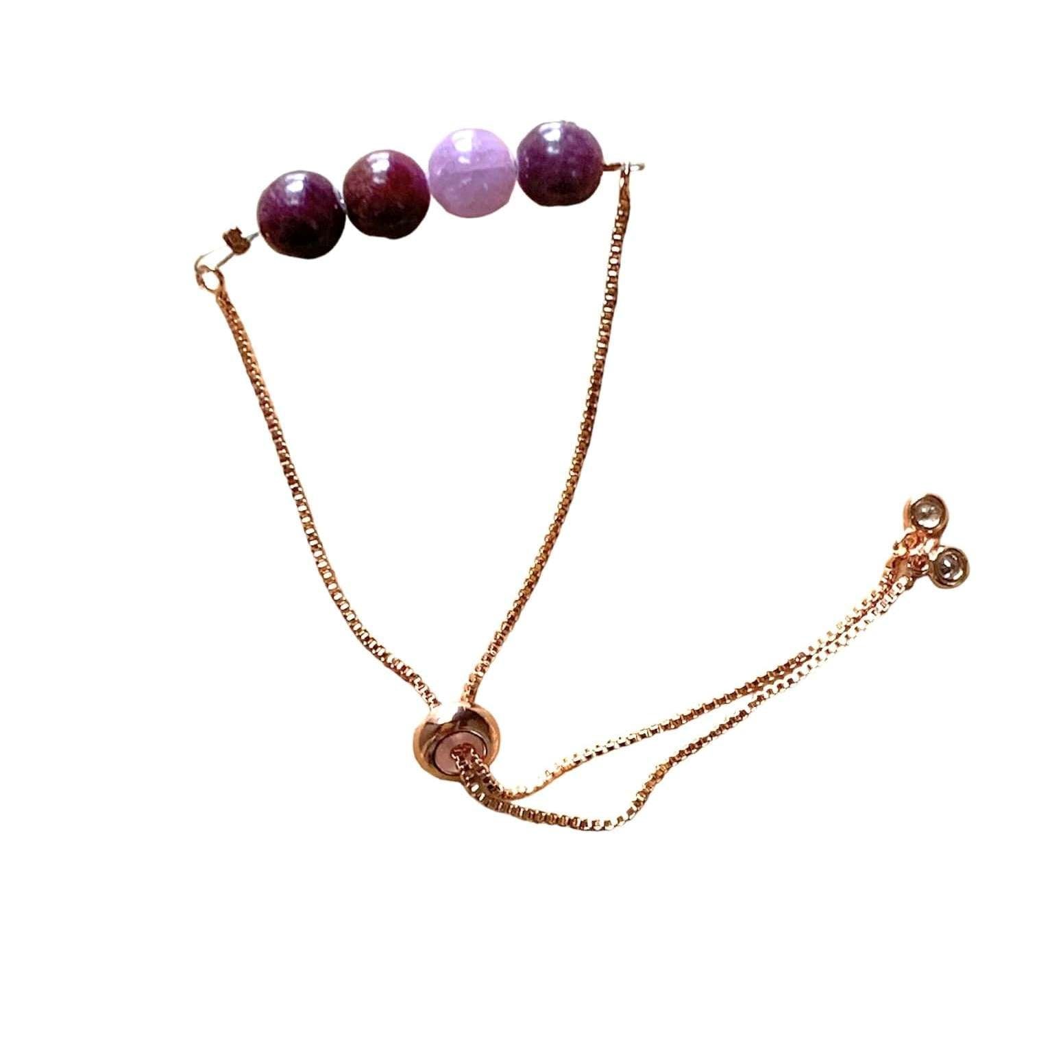 Ruby Bar Bracelet Round Beads with Adjustable Chain (July) | Bracelets | Wiccan Center