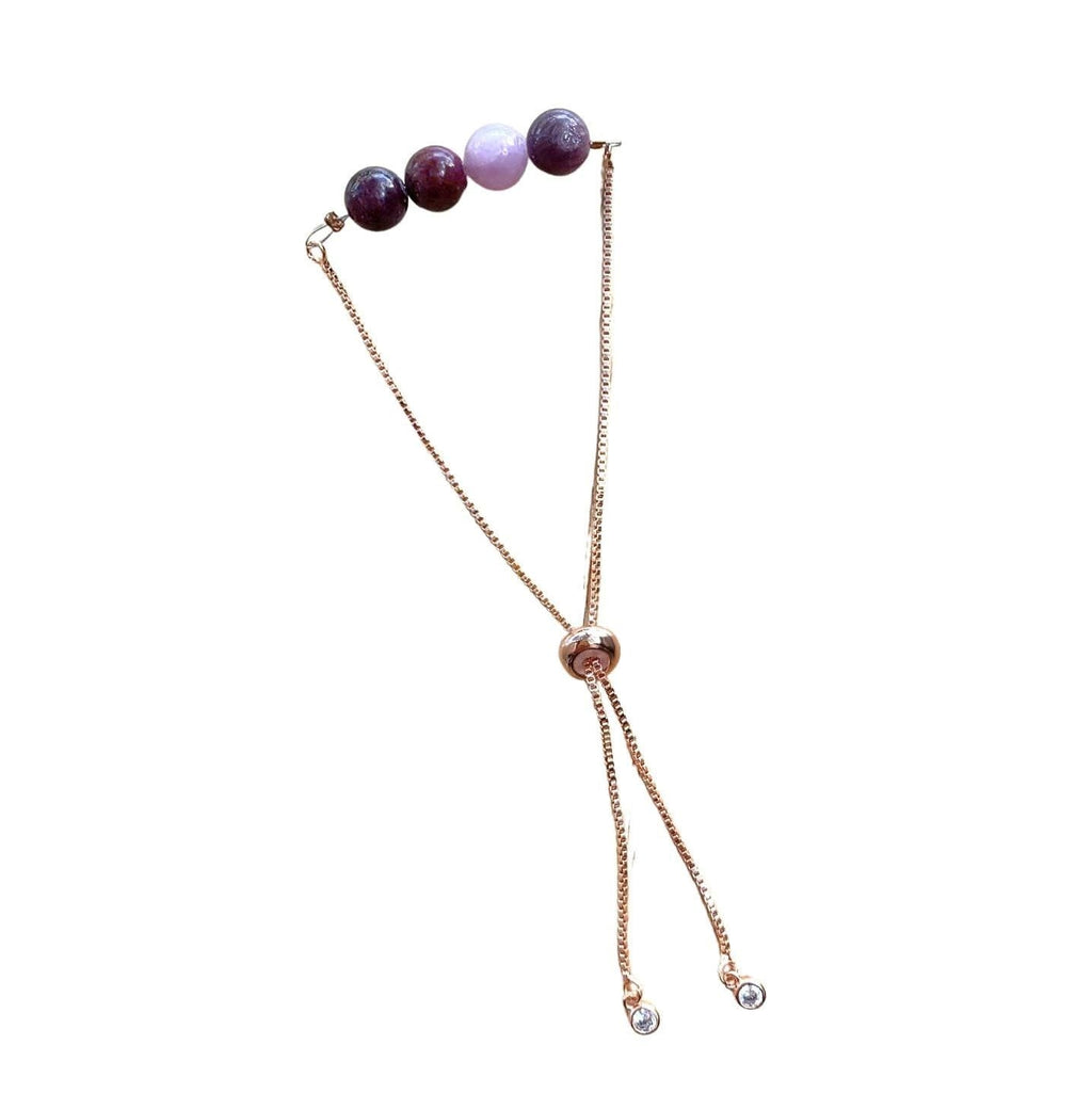 Ruby Bar Bracelet Round Beads with Adjustable Chain (July) | Bracelets | Wiccan Center