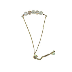 Gold Rutilated Quartz Bracelet 6mm Round Beads with Adjustable Chain | Bracelets | Wiccan Center