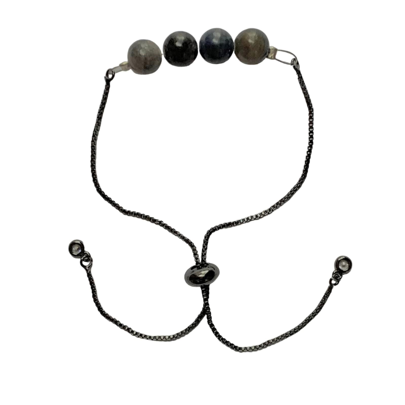 Sapphire Round Beads Bar Bracelet with Adjustable Chain (September) | Bracelets | Wiccan Center