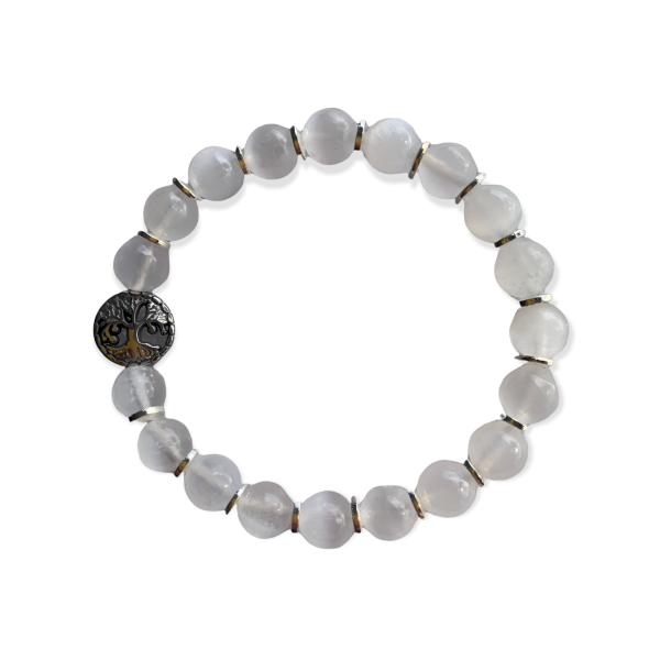 Selenite and Spacer Bracelet 8 mm Round Beads | | Wiccan Center