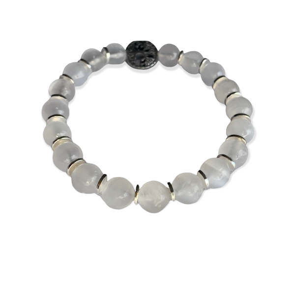 Selenite and Spacer Bracelet 8 mm Round Beads | | Wiccan Center