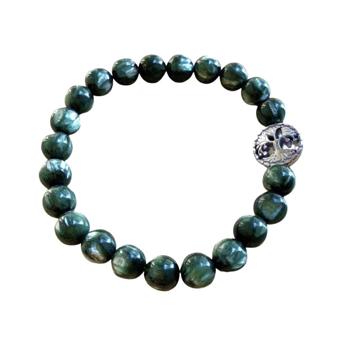 Seraphinite Bracelet 8mm Round Beads | Bracelets | Wiccan Center