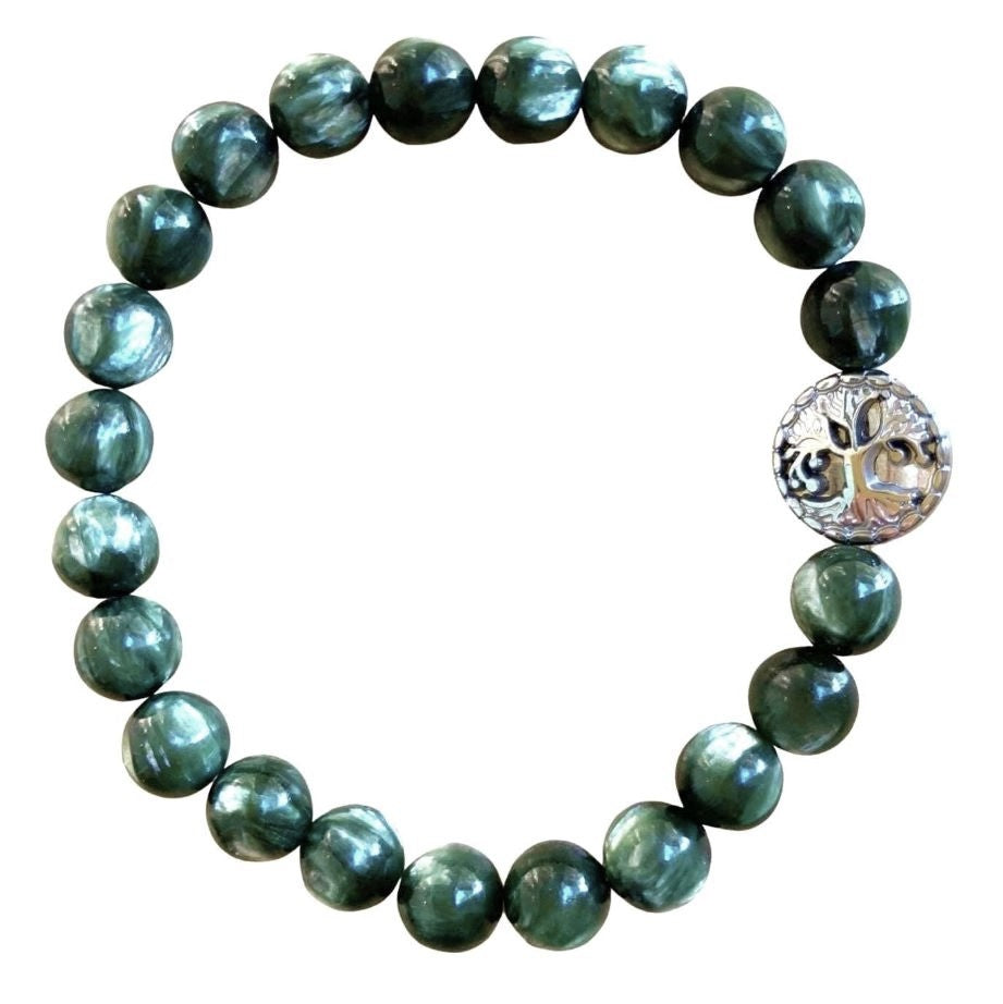 Seraphinite Bracelet 8mm Round Beads | Bracelets | Wiccan Center