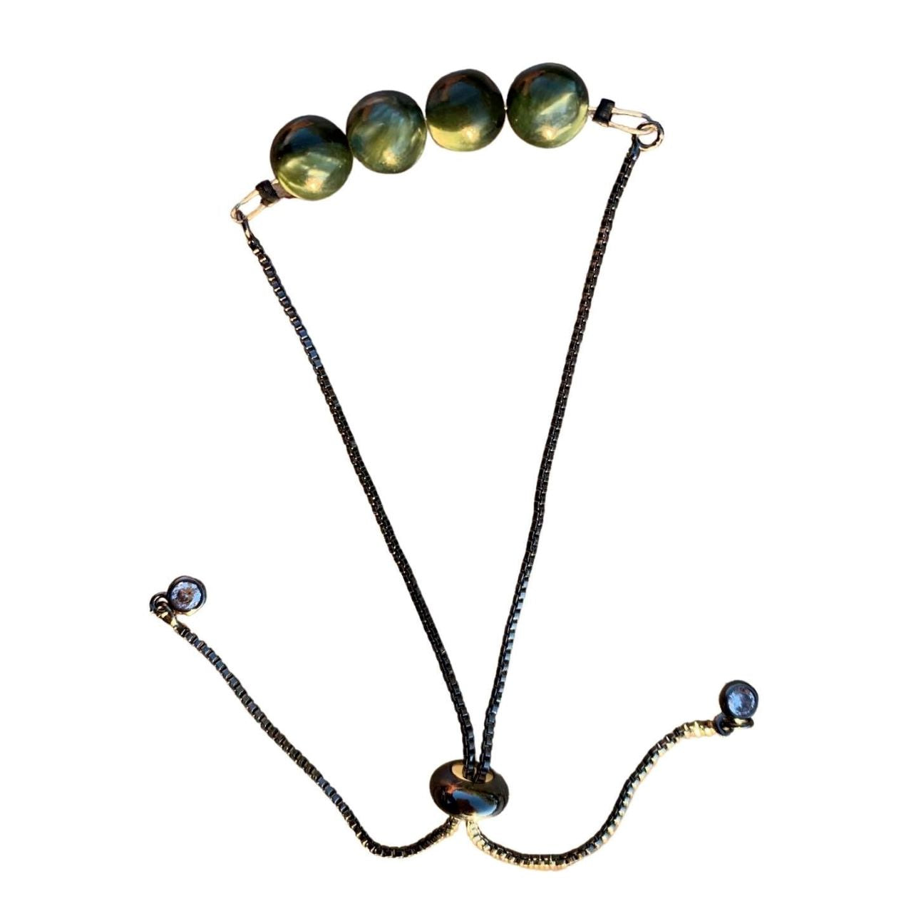 Seraphinite Bracelet Round Beads with Adjustable Chain | Bracelets | Wiccan Center