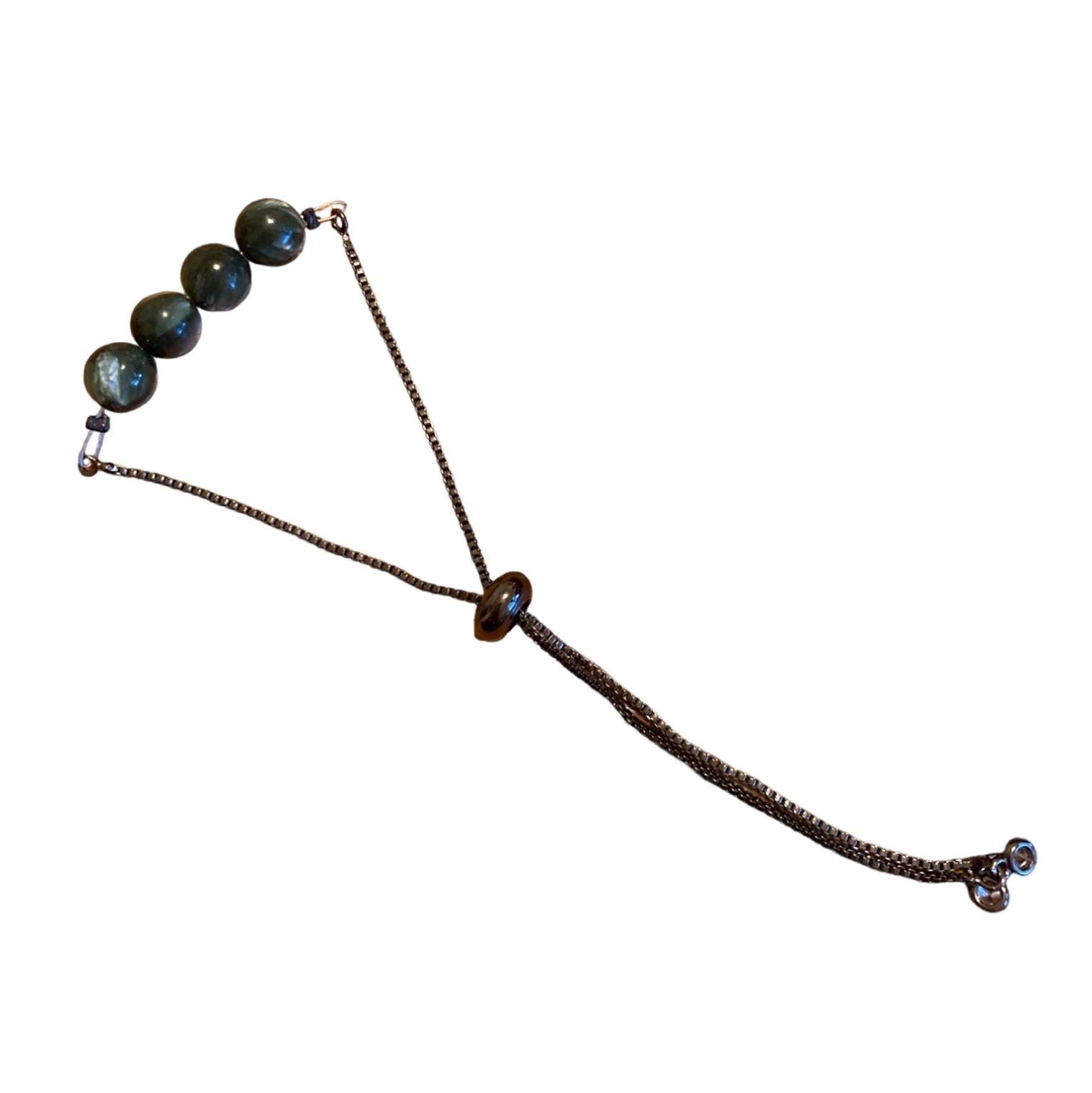 Seraphinite Bracelet Round Beads with Adjustable Chain | Bracelets | Wiccan Center