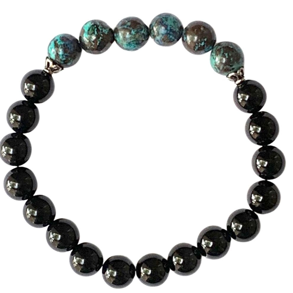 Shattuckite and Onyx Bracelet 8 mm Round Beads | | Wiccan Center