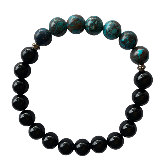 Shattuckite and Onyx Bracelet 8 mm Round Beads | | Wiccan Center
