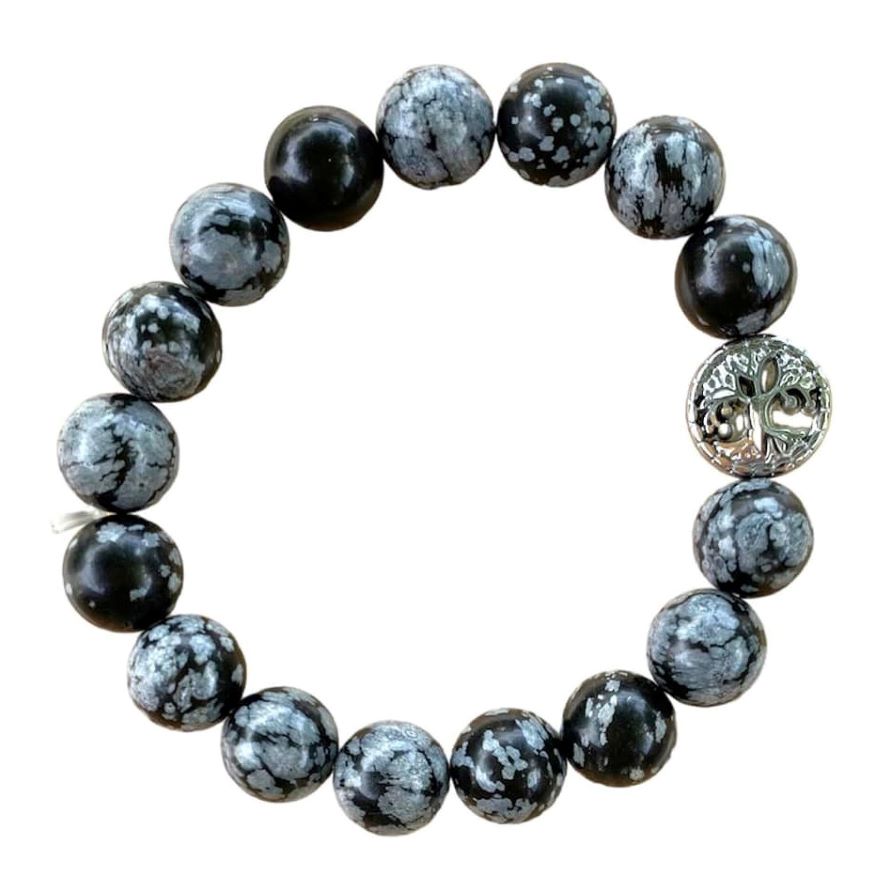 Snowflake Obsidian Bracelet – Celebrate Individuality in 3 sizes | | Wiccan Center