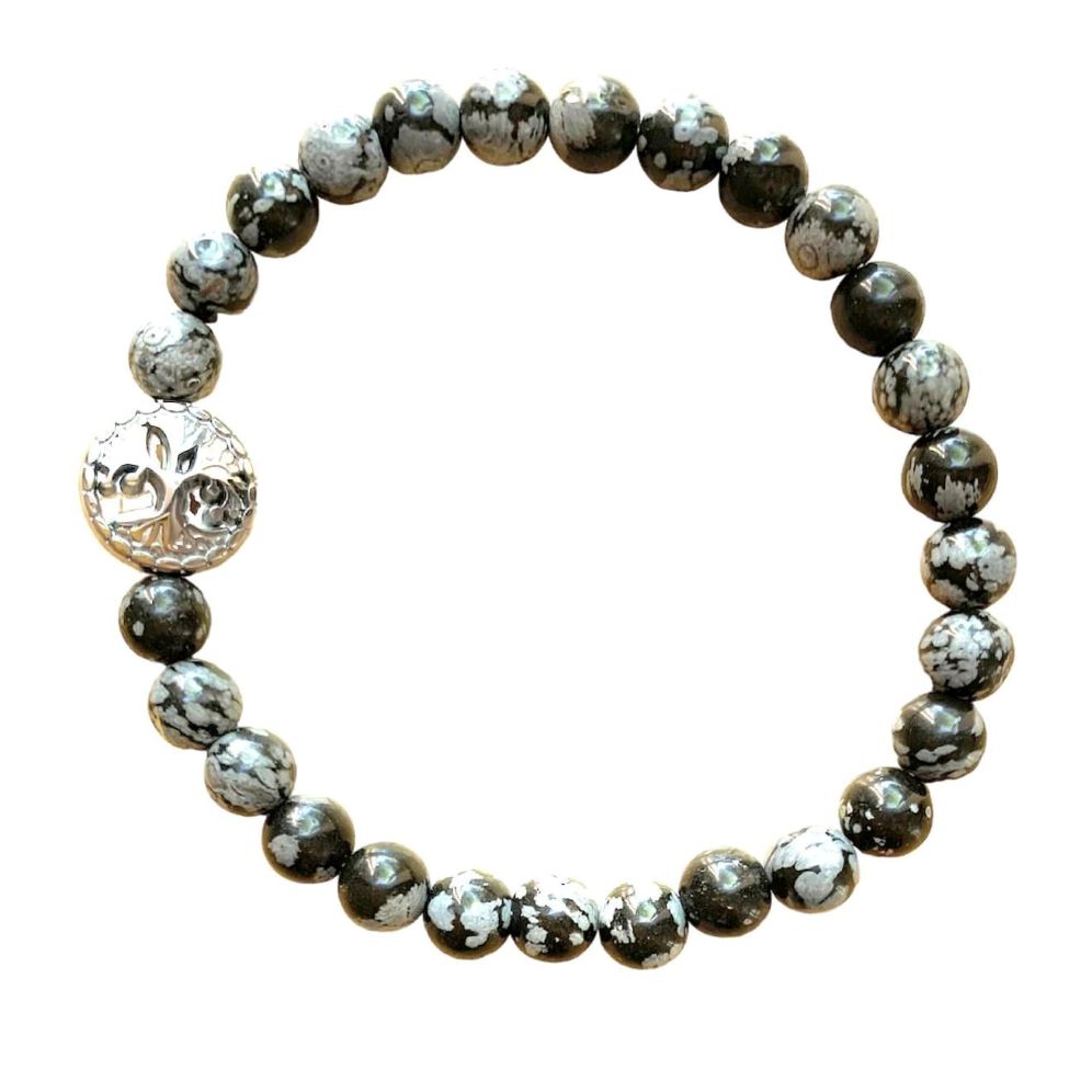 Snowflake Obsidian Bracelet – Celebrate Individuality in 3 sizes | | Wiccan Center