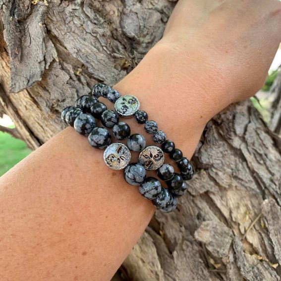 Snowflake Obsidian Bracelet – Celebrate Individuality in 3 sizes | | Wiccan Center