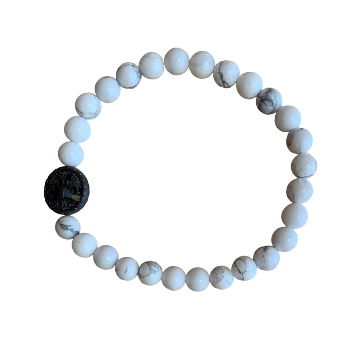 White Howlite Bracelet Round Beads 3 Sizes | | Wiccan Center