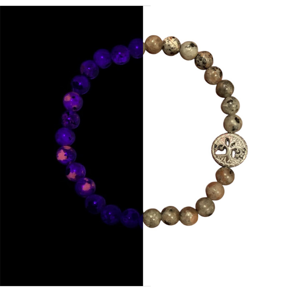 Yooperlite Bracelet 6 mm Round Beads - Naturally Glows in Black Light | Bracelets | Wiccan Center
