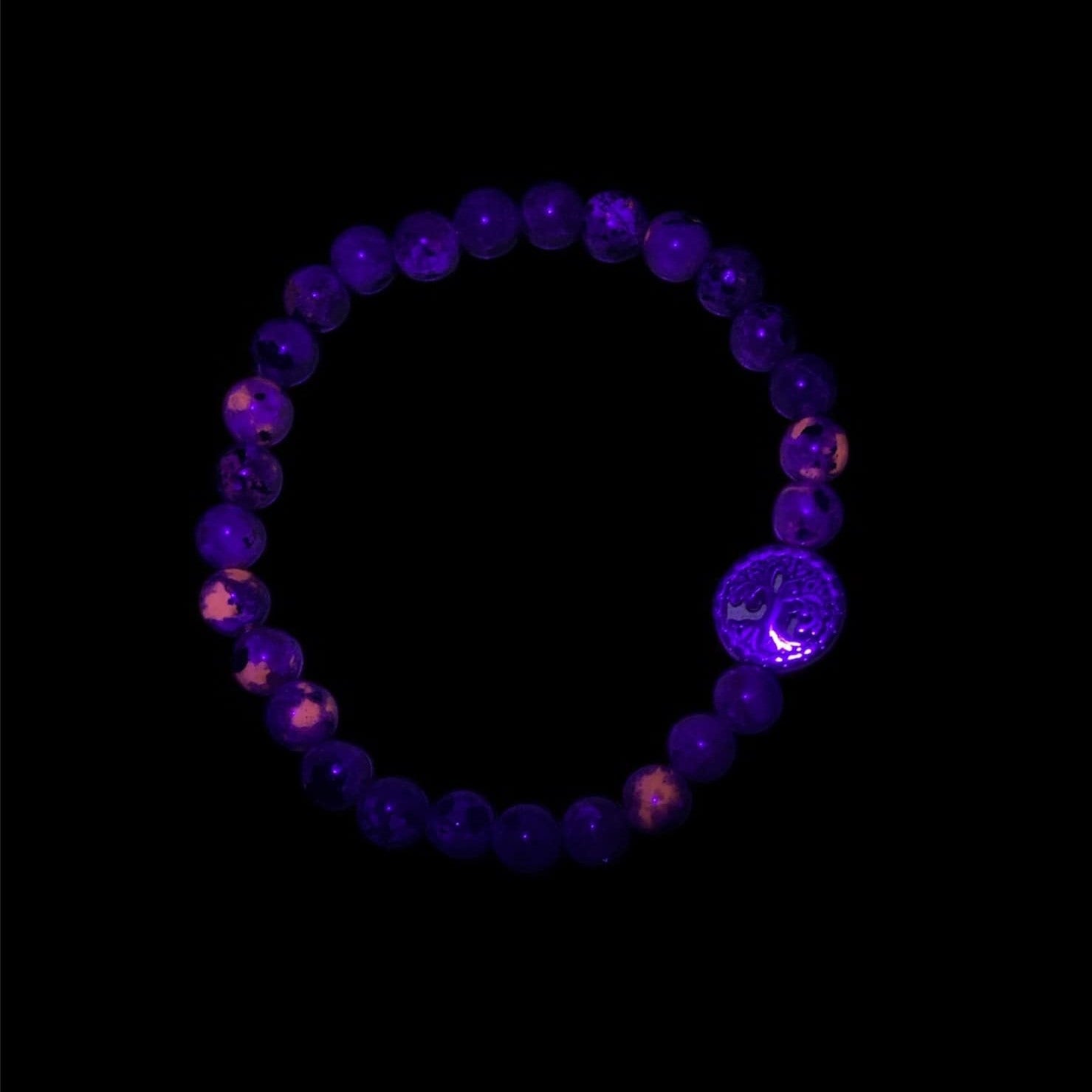 Yooperlite Bracelet 6 mm Round Beads - Naturally Glows in Black Light | Bracelets | Wiccan Center