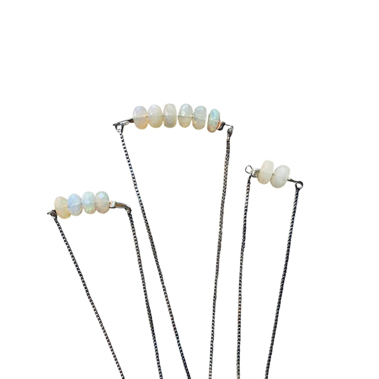 White Opal Rondelle Bar Bracelet with Adjustable Chain (October) | Bracelets | Wiccan Center