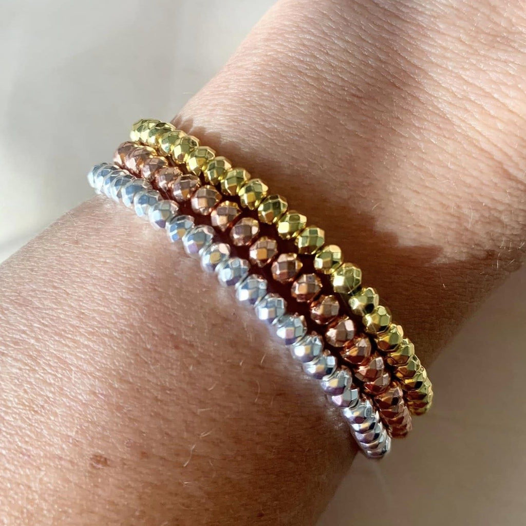 Hematite Bracelet 4 mm Faceted Rondelle Beads– Grounding Protection with Elegant Sparkle | Bracelets | Wiccan Center