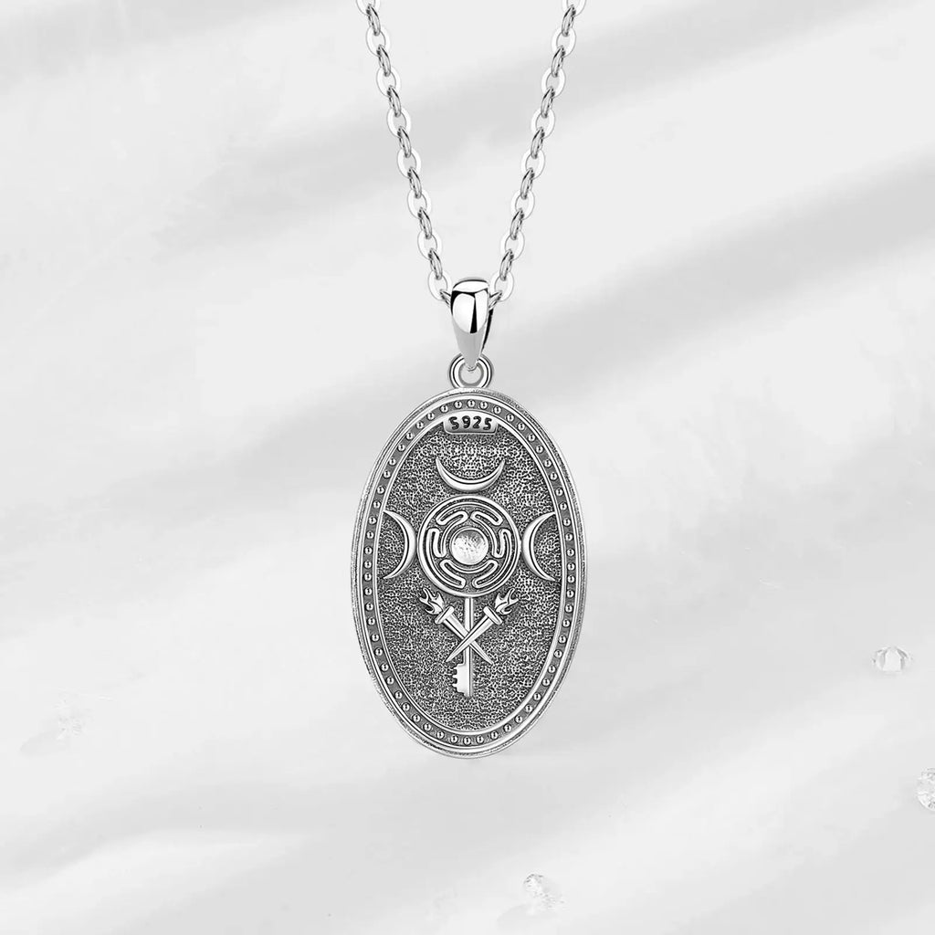 Triple Moon Goddess Sterling Silver Necklace | 925 sterling silver | Wiccan Center