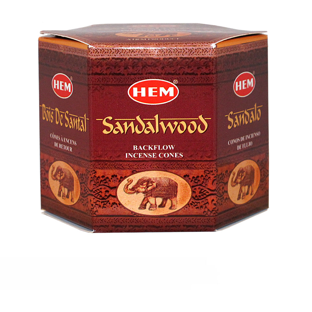Hem Sandalwood Backflow Incense Cones | Incense | Wiccan Center