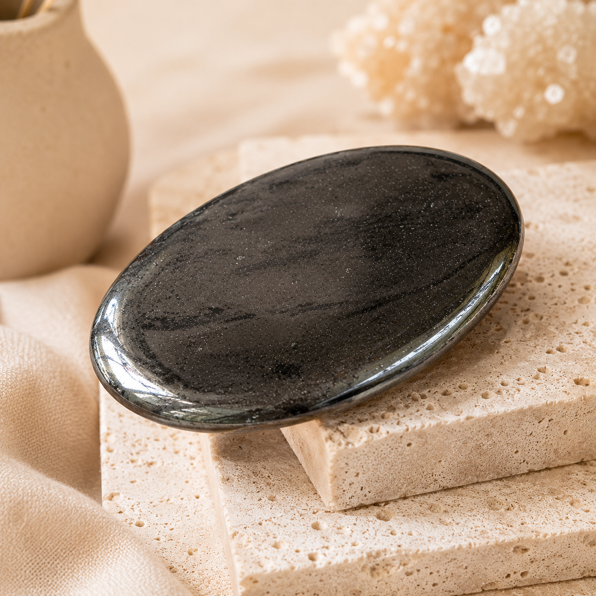 Hematite Pocket Stones (Focus and Strength) | Worry & Palm Stones | Wiccan Center