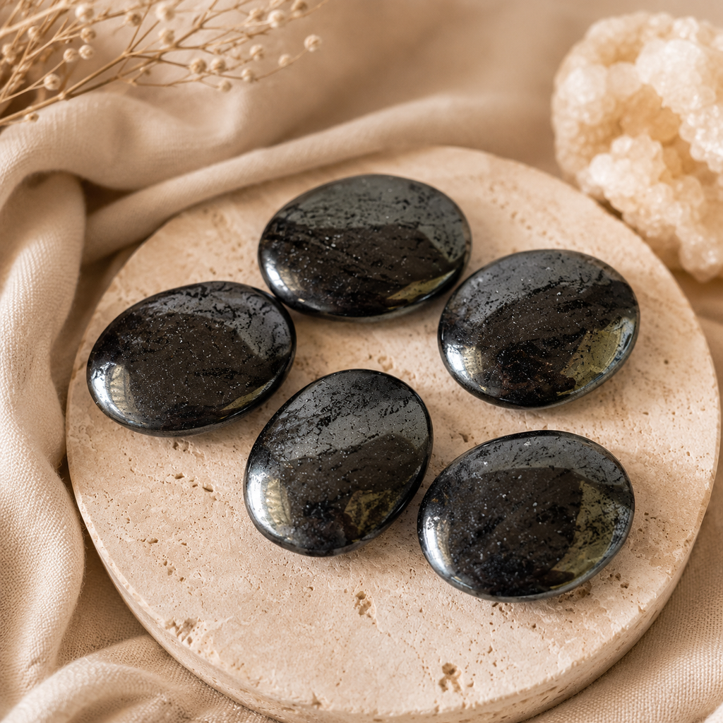 Hematite Pocket Stones (Focus and Strength) | Worry & Palm Stones | Wiccan Center