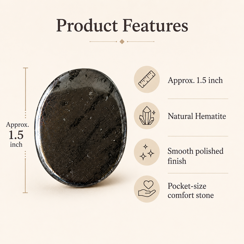 Hematite Pocket Stones (Focus and Strength) | Worry & Palm Stones | Wiccan Center