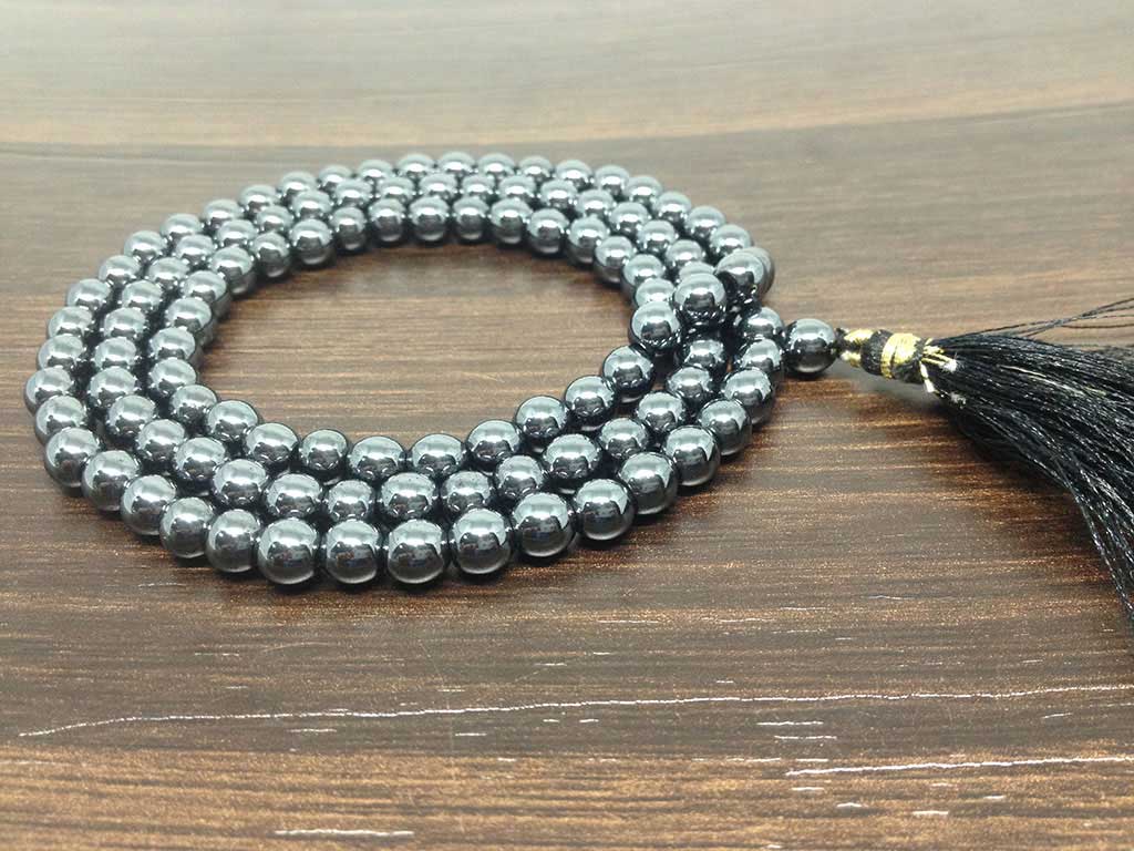 Hematite Gemstone Mala, 108 Prayer Bead Mala.