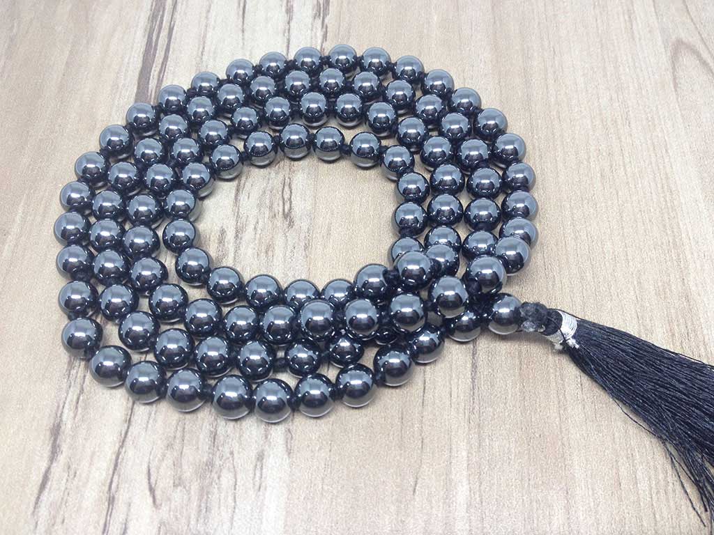Hematite Gemstone Mala, 108 Prayer Bead Mala.