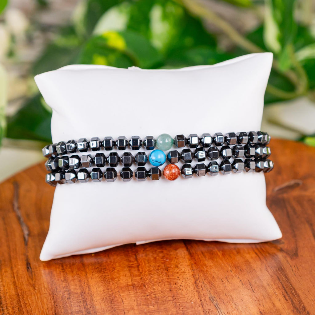 Hematite with Crystal Bead Stretch Bracelet | | Wiccan Center